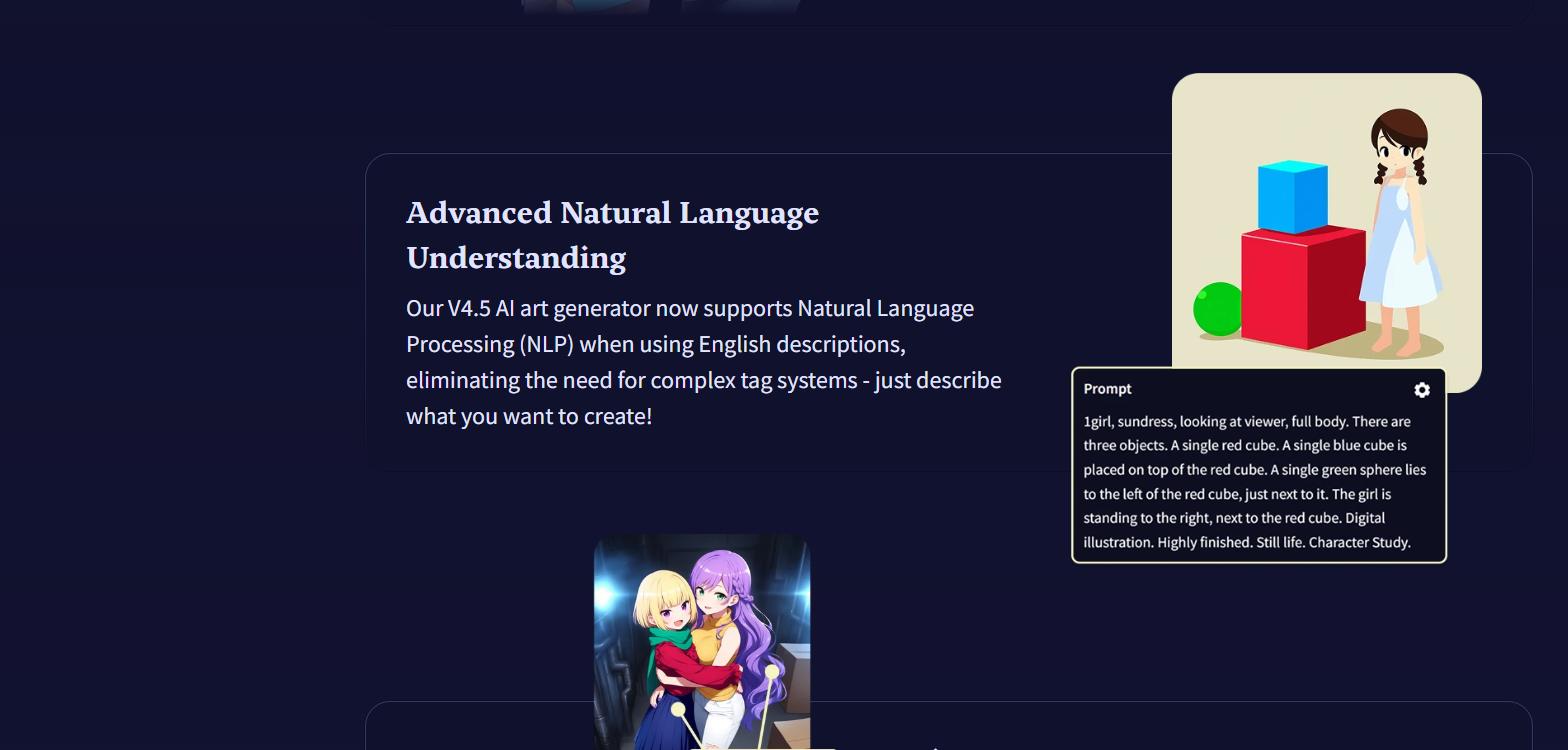 NovelAI V4.5 自然語言理解 NLP 功能 英文白話文生圖