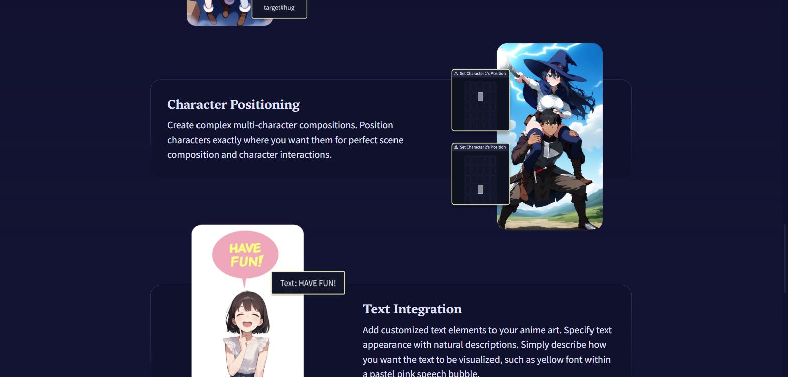 NovelAI V4.5 角色定位功能與文字整合 Character Positioning Text Integration