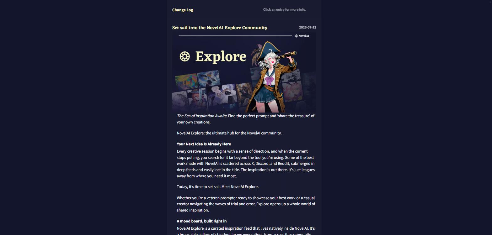 NovelAI Explore 社群靈感平台 2026年7月上線